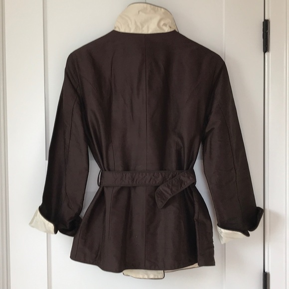 Cheby Silk Reversible Jacket Cream Brown Italian - Picture 4 of 8